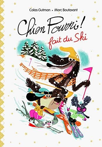 Chien pourri fait du ski